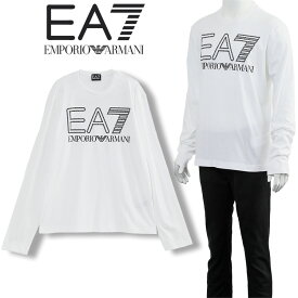 アルマーニ EMPORIO ARMANI EA7 ロンT 長袖 Tシャツ オーバーサイズロゴ 6RPT04-PJFFZ-1100：ホワイト ブラック【新作】