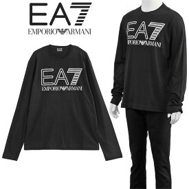 アルマーニ EMPORIO ARMANI EA7 ロンT 長袖 Tシャツ オーバーサイズロゴ 6RPT04-PJFFZ-1200：ブラック ホワイト【新作】