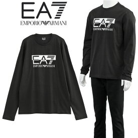 アルマーニ EMPORIO ARMANI EA7 ロンT 長袖 Tシャツ レギュラーフィット 6RPT64-PJ03Z-0200：ブラック【新作】