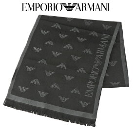 エンポリオアルマーニ EMPORIO ARMANI マフラー ウールスカーフ 全面ジャカードイーグルロゴ 625009-CC306-00044 Anthracite Grey 【新作】