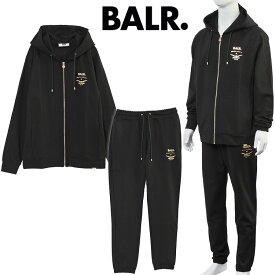 ボーラー BALR. セットアップ パーカー ジャージパンツ ゴールドエンブレム B1267.1022/B1411.1090-JET BLACK【新作】