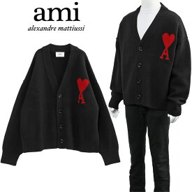 アミ AMI Paris AMI DE COEUR カーディガン BFUKC006.018-009_BLACK/RED【新作】