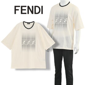 フェンディ FENDI ホワイトコットン Tシャツ レギュラーフィット FAF715-AR5B-F0RQ0【新作】