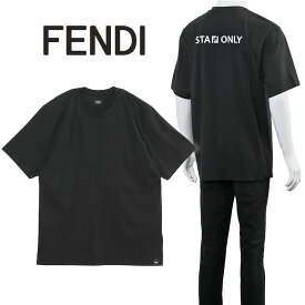 フェンディ FENDI ブラックコットン Tシャツ FY0936-AR74-F0QA1【新作】