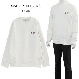 メゾンキツネ MAISON KITSUNE トレーナー ダブルフォックスヘッド パッチ クラシック スウェットシャツ FM00358KM0002-P700_ECRU【新作】