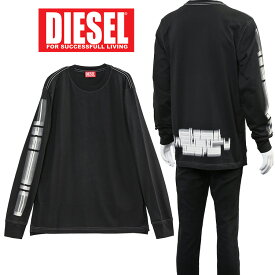 ディーゼル DIESEL ロンT 長袖 Tシャツ バックプリント A12352-0QIAM T-JUST-LS-SLITS-N5-9XX ブラック【新作】