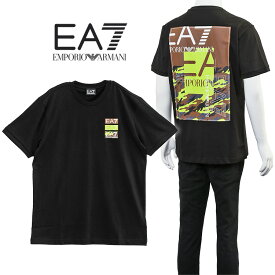 アルマーニ Tシャツ 迷彩 ロゴ バックプリント EA7 EMPORIO ARMANI 3DPT12-PJ7BZ-1200 ブラック【新作】