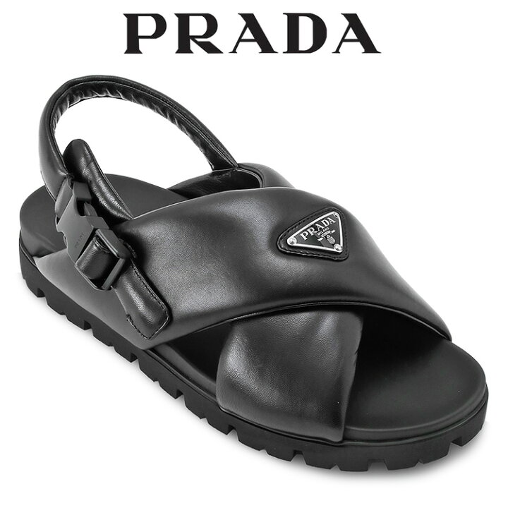 楽天市場】プラダ PRADA パデッド ナッパレザー クリスクロス サンダル 