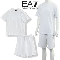 エンポリオ アルマーニ EMPORIO ARMAN EA7 セットアップ 同色 立体ロゴ Tシャツ × スウェット ハーフパ…