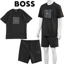 ボス BOSS セットアップ Tシャツ × ストレッチ ハーフパンツ レギュラーフィット fineline logo 50538096/50537199-001 BLACK【新作】