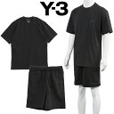 ワイスリー Y-3 セットアップ 同色ロゴ Tシャツ × スウェット ハーフパンツ M REG SS TEE/M FT SHORTS IW0066/JN4939-BLACK ブラック×ブラック【新作】