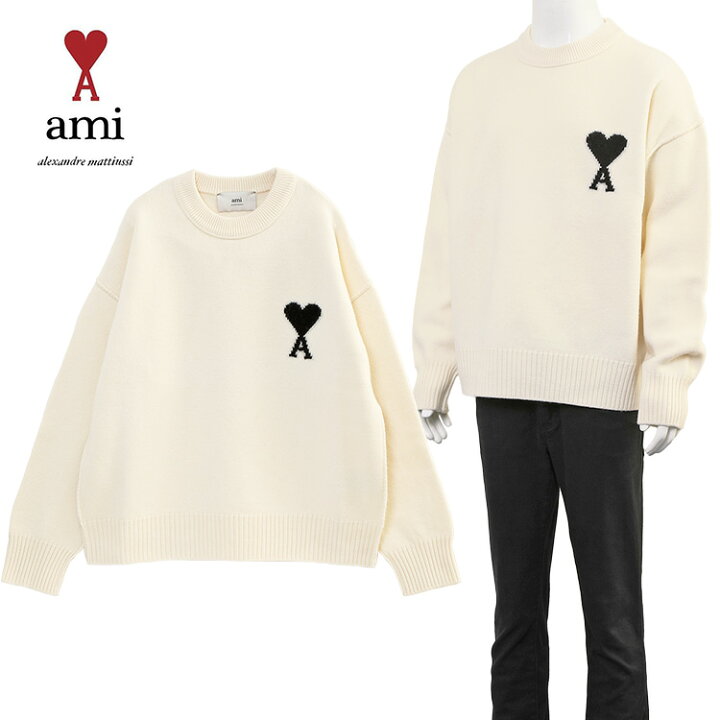 楽天市場】アミパリス AMI Paris ホワイト ウール Ami De Coeur クルー 