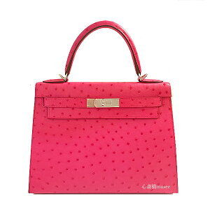ViHERMES GX P[ 28 OD I[Xgb` [YeBA Vo[ HERMES Kelly 28 Ostrich Rose Tyrien Silver hardwere