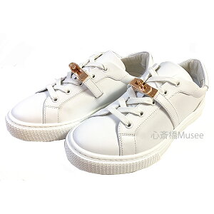  Vi @GX@U[ Xj[J[ fC [Jbg zCg  [YS[h P[obN 38.5TCY fB[X V[Y HERMES DAY leather Sneaker White SPVD-plated Kelly Rose Gold buck