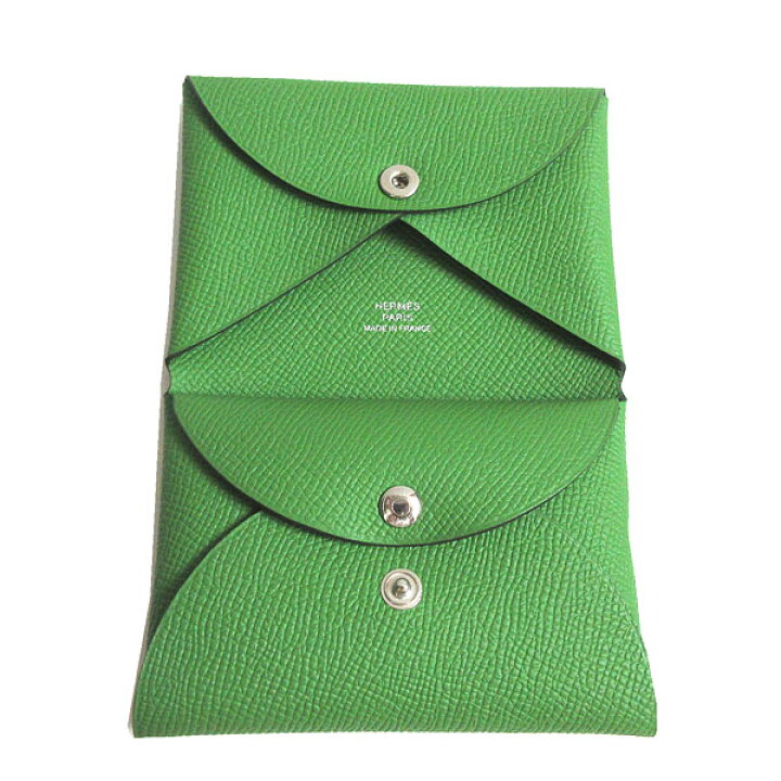 エルメス HERMES にぎわす カルヴィ カードケース エプソン グリーン  