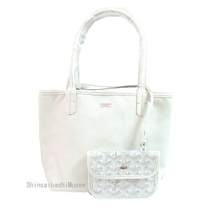 ��V�i�␳�K�i GOYARD �S���[�� �A���W�� �~�j �� �z���C�g �g�[�g �|�[�` �V���b�p�[ ���{�� ���b�s���O ��BrandNew�� Genuine GOYARD Ange Mini White Tote Pouch Shopper Ribbon Wrapping