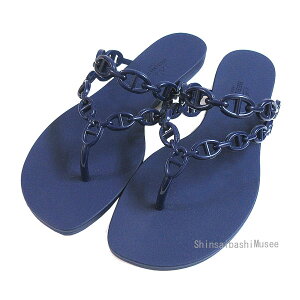  Vi  GX fB[X o[ T_ ACh 38 BICX VF[k_N  { bsO BrandNew Hermes Ladies Rubber Sandals Island 38 Violaires Chaine d'Ancre Box Ribbon Wra