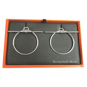 sVit GX [v MM sAX GVy Vo[ SV925 XCO HERMES  { bsO Brand new HERMES Loop MM Earrings Echappee Silver SV925 Swing Box Ribbon Wrapping
