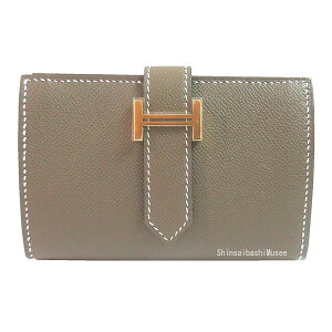  Vi  GX xA ~j GgD[v S[h H[}_ W  { bsO ~j z J[hP[X Brand New  Hermes Bearn Mini Etoupe Gold hardware Veau Madame Box Ribbon Wrappin