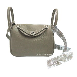 ViGX fB ~j Mini GgD[v Vo[ W gN}X V_[obO Brand New Hermes Lindy Mini Etoupe Silver Hardware Taurillon Clemence Shoulder Bag