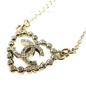  Vi  CHANEL Vl CC}[N n[g lbNX ABF459 B19984 NAFUA CXg[ S[h  { bsO Brand New CHANEL CC Mark Hear Necklace Rhinestone Gold Box Ribbon Wrapping