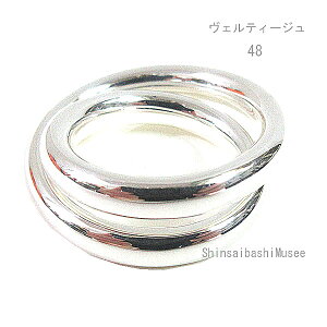 s Vi t GX FeB[W O 48 ({TCY 8) Vo[ SV925 HERMES  { bsO 2A [BrandNew] Hermes Vertige Ring 48 (Japanese Size 8) Silver SV925 HERMES Box Ribbon Wrapping 2 Rows