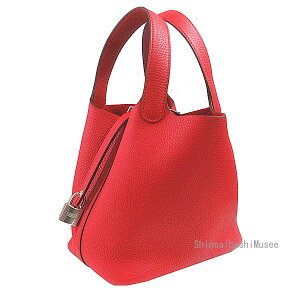 Vi GX sR^ JfibN PM 18 [Wf[ gN}X Vo[ K   { bsO Brand new HERMES Picotin Cadena Lock PM 18 Rouge Ladieu Taurillon Clemen