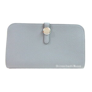 s Vi tHERMES GX hS fI GM gS Op^ Vo[ z K  { bsO sBrandNewt HERMES Dogon Duo GM Togo GrisPantin Silver Hardware Wallet K Stamp Box Ribbon Wrapping