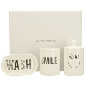 アニヤ ハインドマーチ/ANYA HINDMARCH メンズ バスルームセット 石けん置き 歯ブラシスタンド 蓋つき小物入れ ギフトボックス セラミック 189491【1018c10】