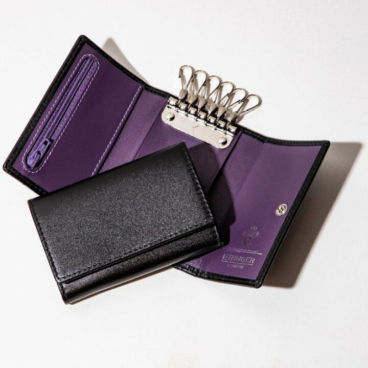 楽天市場 エッティンガー 6連キーケース メンズ Sterling カーフレザー ブラック パープル ブランド おしゃれ 本革 父の日 ギフト 男性 代 30代 40代 誕生日 プレゼント 彼氏 父親 記念日 贈り物 黒 紫 Ettinger St95jr 0002 0004 Import Brand Grace