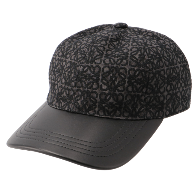 ロエベ/LOEWE 帽子 メンズ コットン×カーフスキン キャップ ANTHRACITE/BLACK K820358X01-0063-1268  markdown | Import Brand Grace