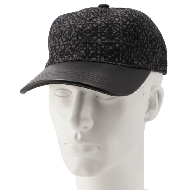ロエベ/LOEWE 帽子 メンズ コットン×カーフスキン キャップ ANTHRACITE/BLACK K820358X01-0063-1268  markdown | Import Brand Grace