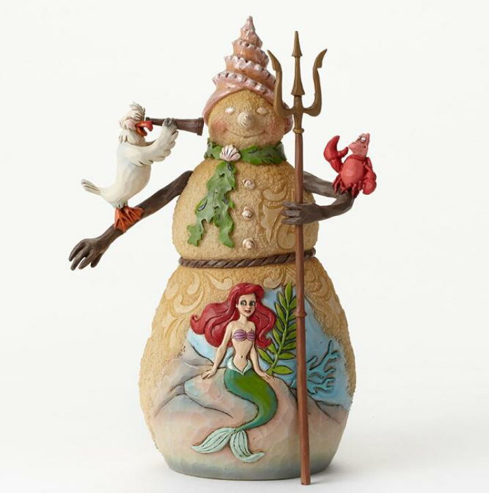 楽天市場 ジムショア アリエル セバスチャン スカットル 雪だるま 海でのクリスマス リトルマーメード ディズニー Christmas By The Sea Little Mermaid Snowman Figurine Jim Shore ギフト プレゼント Import Fan