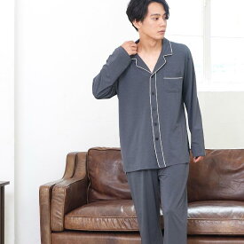 ジェニファーパメラオム ルームウェア セルジュ Serge 上下セット メンズ 長袖 パジャマ 無地 紺 グレー 紳士 男性 おしゃれ コットン 前開き 部屋着 寝間着 M L 春 秋 Jennifer Pamela HOMME クリスマス ギフト プレゼント □ 本州送料無料 即納