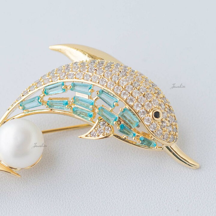 楽天市場】Jeweliss ブローチ イルカ クジラ 淡水パール リエータ 