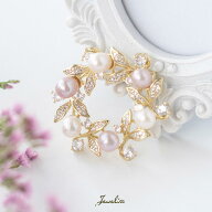 【マラソン限定P5倍】Jeweliss ブローチ レア Lea 淡水パール リース コサージュ レディース アクセサリ…
