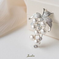 【マラソン限定P5倍】Jeweliss ブローチ Bellene ベレーヌ ブドウ パール クリスタルパヴェ グレープ コ…