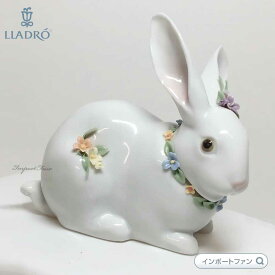 リヤドロ 花飾りの白うさぎ 2 ウサギ 兎 干支 置物 01006098 LLADRO 【ポイント最大46倍！楽天スーパー セール】
