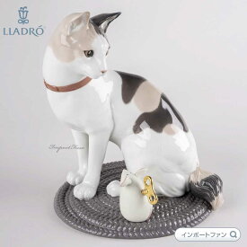 リヤドロ ネコとおもちゃ 猫 ネズミ 鼠 置物 01009547 LLADRO ギフト プレゼント □