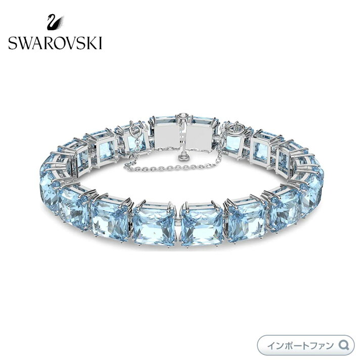スワロフスキーMillenia ミレニアブレスレットスクエアカットブルー