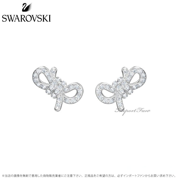 楽天市場】スワロフスキー ライフロング ボウ ピアス ホワイト リボン 