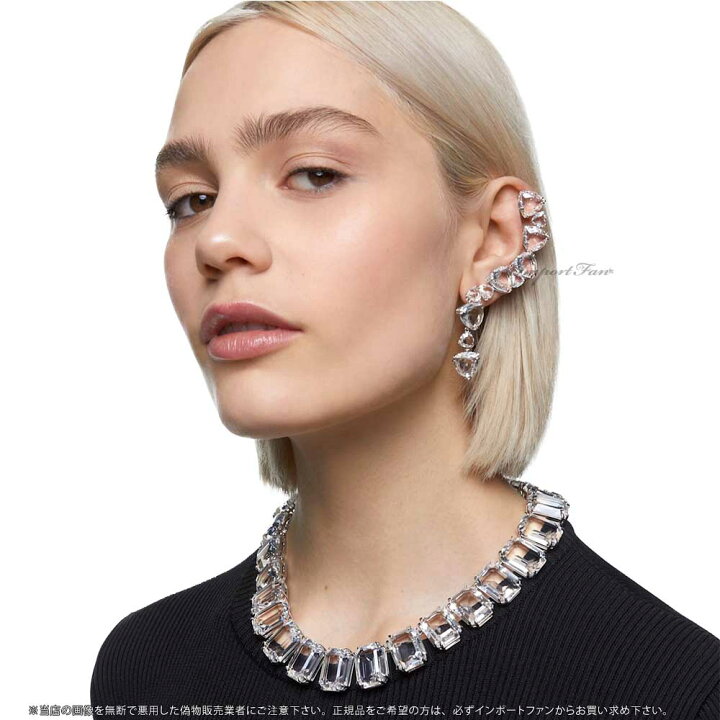 美品】スワロフスキーミレニアピアス&イヤーカフアシンメトリーピアス3点