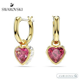 スワロフスキー クロマ ドロップピアス ハート レッド ゴールド 5684760 Swarovski □