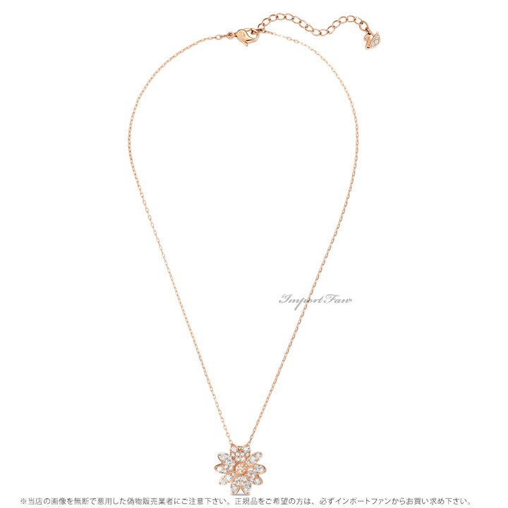 スワロフスキー ローズゴールド 花 エターナルフラワー ネックレス 
