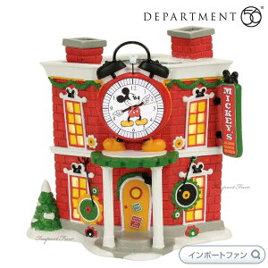 Department 56 ~bL[̖ڊo܂vVbv ~bL[}EX ~bL[̃NX}XBbW 4057261 Disney Christmas Village Mickey's Alarm Clock Shop fp[gg56