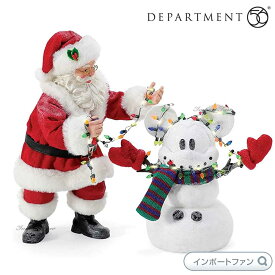 Department 56 ミッキーの雪だるまとサンタクロースの魔法 ミッキーマウス クリスマスビレッジ 6010240 DisneyPossible Dreams Snow Mickey & Santa Creating Magic Christmas Village デパートメント56 □