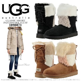 アグ クラシック ショート パッチワーク フラッフ ブーツ 1098071 UGG CLASSIC SHORT PATCHWORK FLUFF ギフト プレゼント □