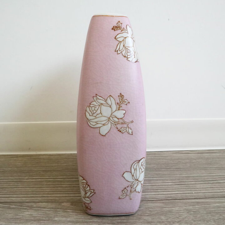 楽天市場 花瓶 かわいい フラワーベース おしゃれ 陶器 ローズ バラ ピンク ラッピング 実用的 玄関 リビング 置物 ギフト プレゼント向き 輸入雑貨 イエ