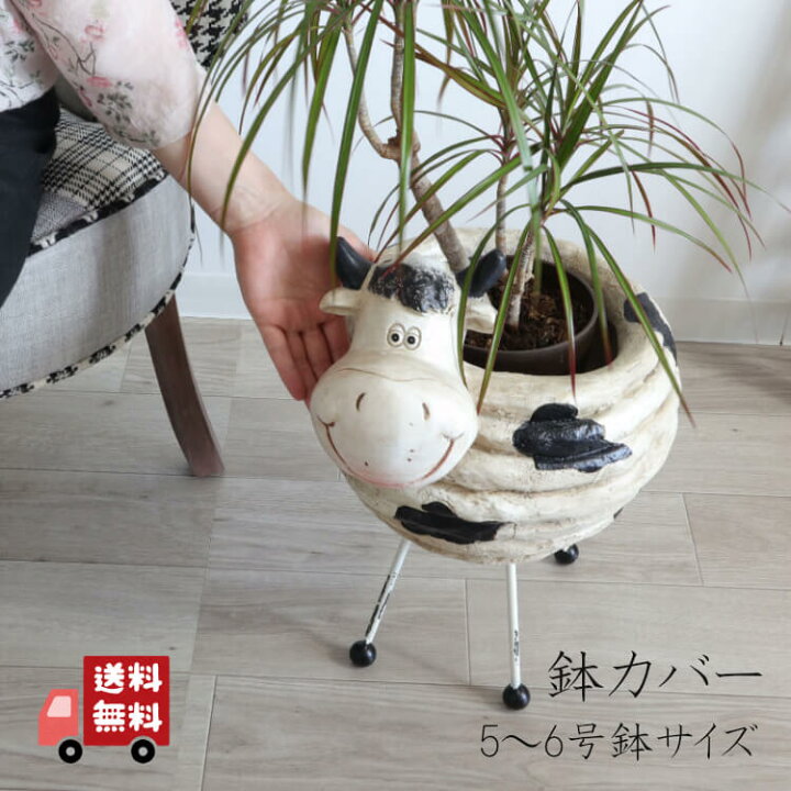 楽天市場 動画あり 鉢カバー おしゃれ プランター ウシ 置物 プランターカバー アンティーク風 かわいい フラワーポット 植木鉢カバー 玄関 ガーデニング雑貨 花 容器 ベランダ 雑貨 バスケット カゴ 観葉植物 アニマル 動物 輸入雑貨 イエ