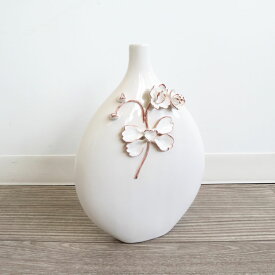 おしゃれ フラワーベース 花瓶 陶器 花器 かわいい ヨーロピアン モダン ホワイト インテリア 雑貨 リビング 玄関 似合う 可愛い 置物 素敵 シンプル 個性的 おすすめ